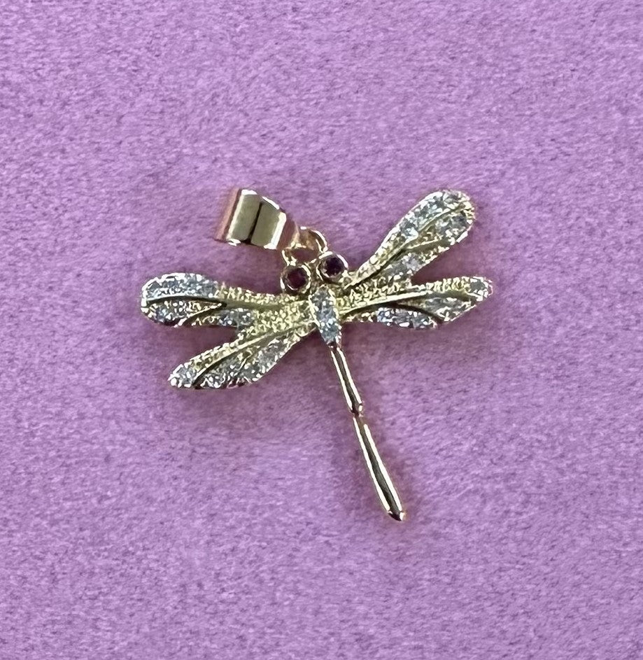 Crystal Dragonfly Charm