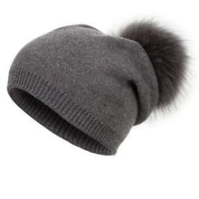 Load image into Gallery viewer, Cashmere and Fur Pom Hat
