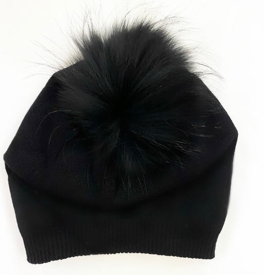 Cashmere and Fur Pom Hat